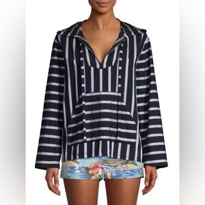LE SUPERBE Dukes Baja Striped Hooded Tunic Top